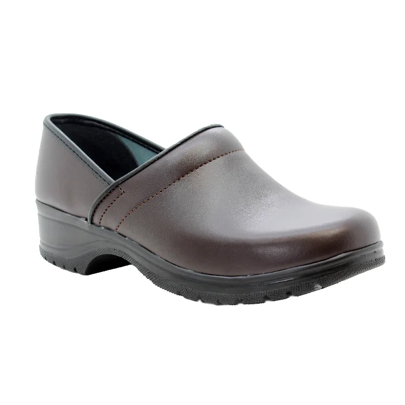 BJORK Flex Pro Closed Back Brown Leather Clogs