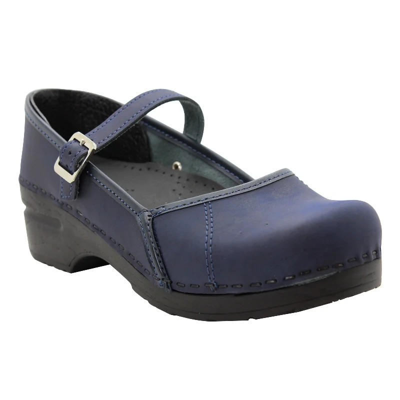 BJORK by KLÄGN MARCELLA Mary Jane Navy Leather Clogs