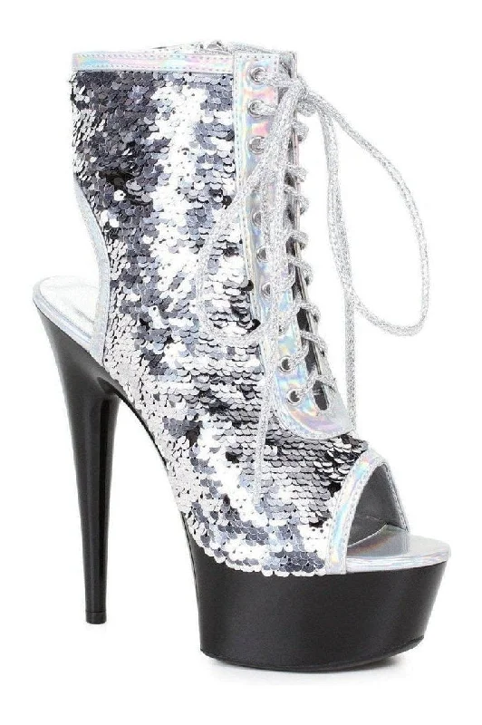 609-TINSLEY Stripper Bootie | Silver Sequins