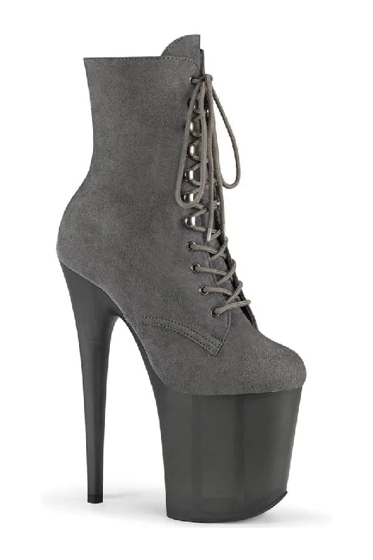 FLAMINGO-1020FST Exotic Boot | Gray Faux Suede