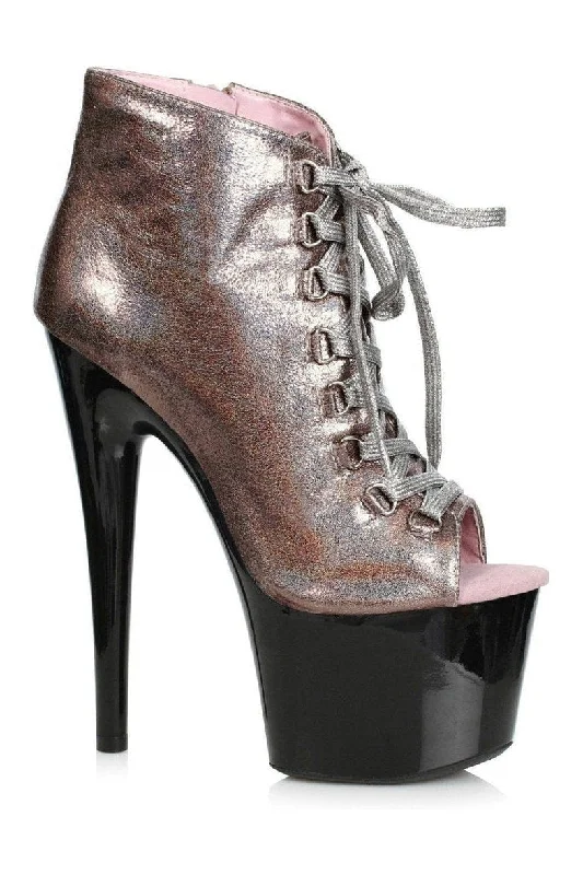 709-ZAYLEE Stripper Bootie | Grey Glitter