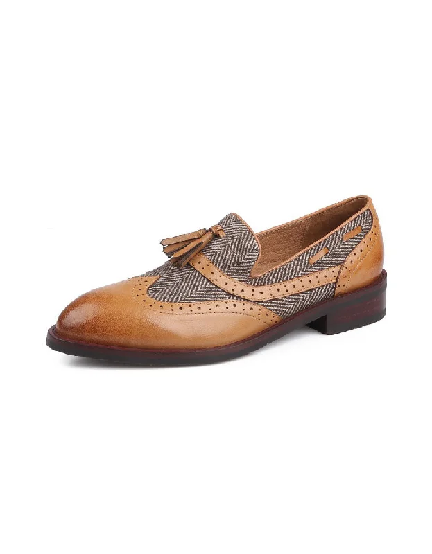 Vintage British Brogue Style Women‘s Oxford Shoes