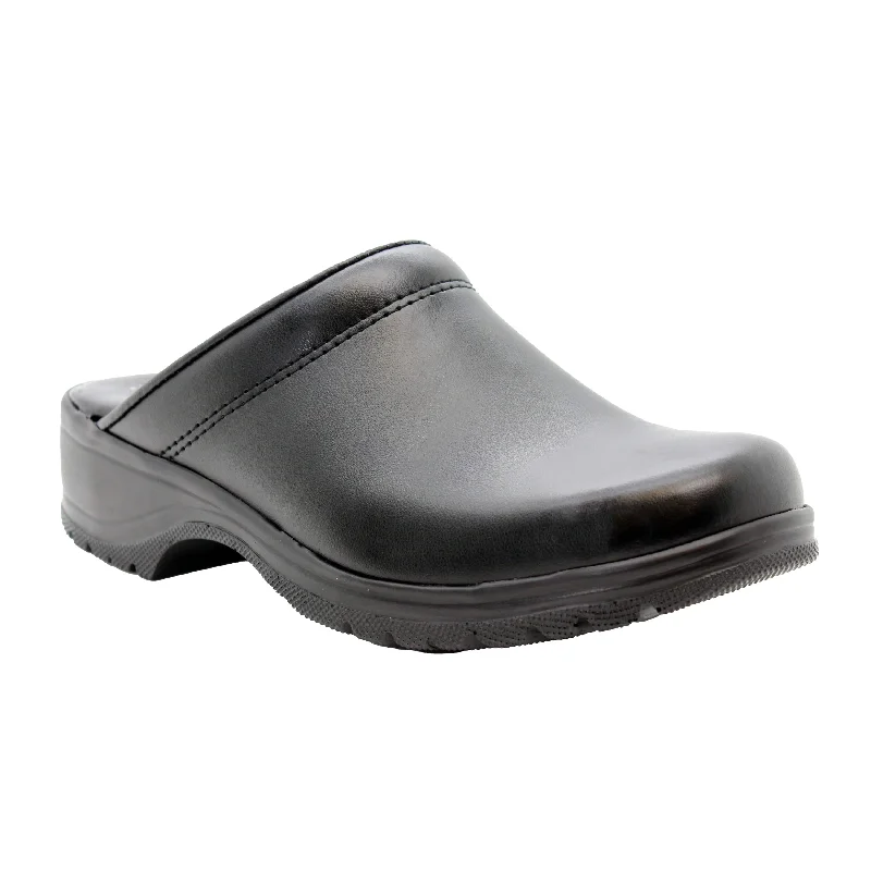 BJORK Flex Pro Open Back Black Leather Clogs