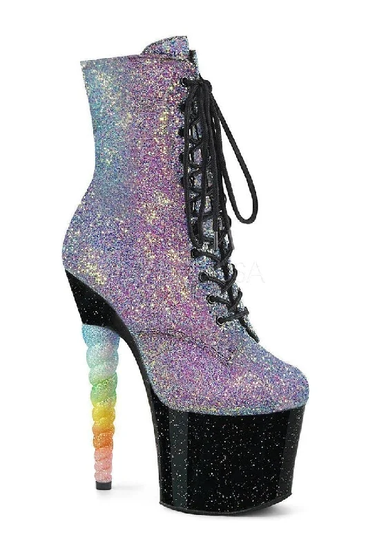 UNICORN-1020G Exotic Ankle Boot | Purple Glitter