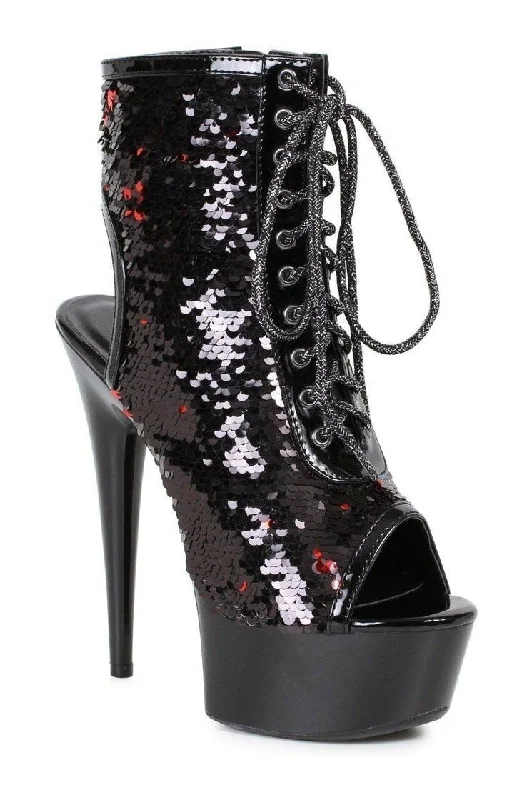 609-TINSLEY Stripper Bootie | Black Sequins