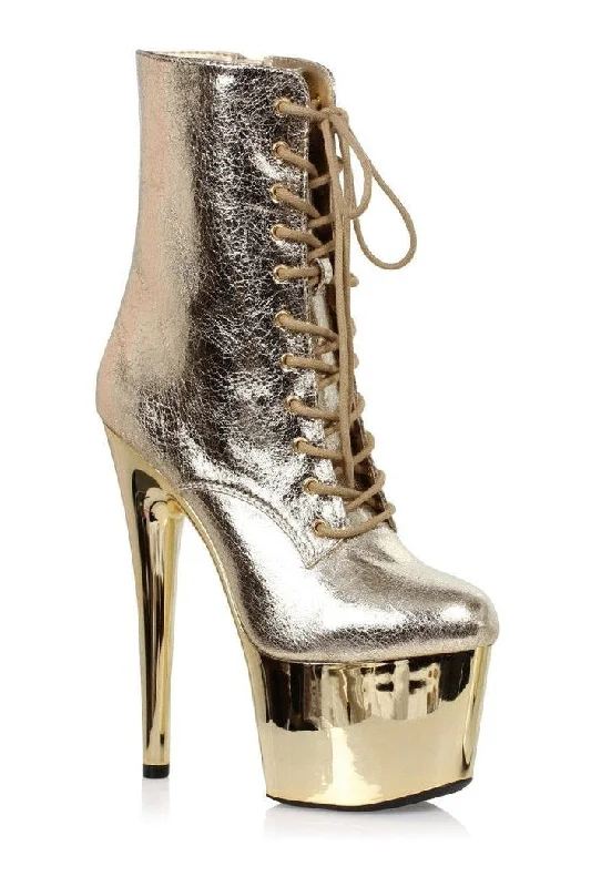 709-UMA Ankle Boot | Gold Faux Leather