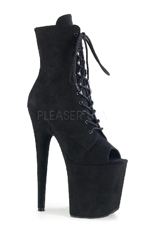 FLAMINGO-1021FS Platform Ankle Boot | Black Faux Leather