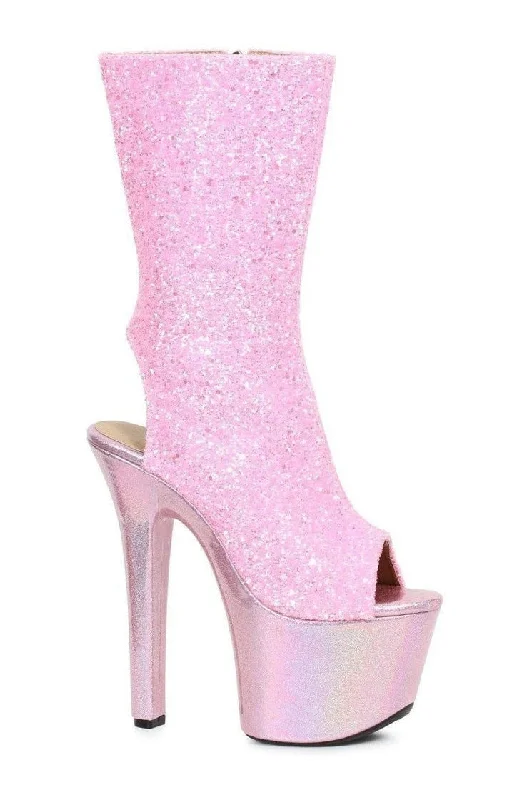 711-BUTTERCUP Stripper Ankle Boot | Pink Glitter