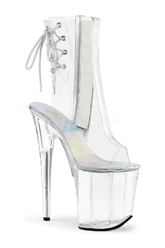 FLAMINGO-1018C Platform Ankle Boot | Clear Vinyl