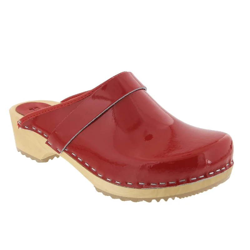 BJORK LEIA Wood Classic Open Back Patent Leather Clogs