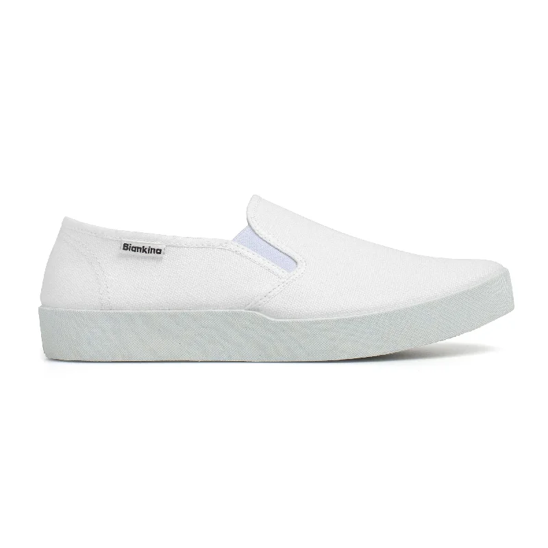 Barcelona Organic Cotton Canvas Slip Ons - White