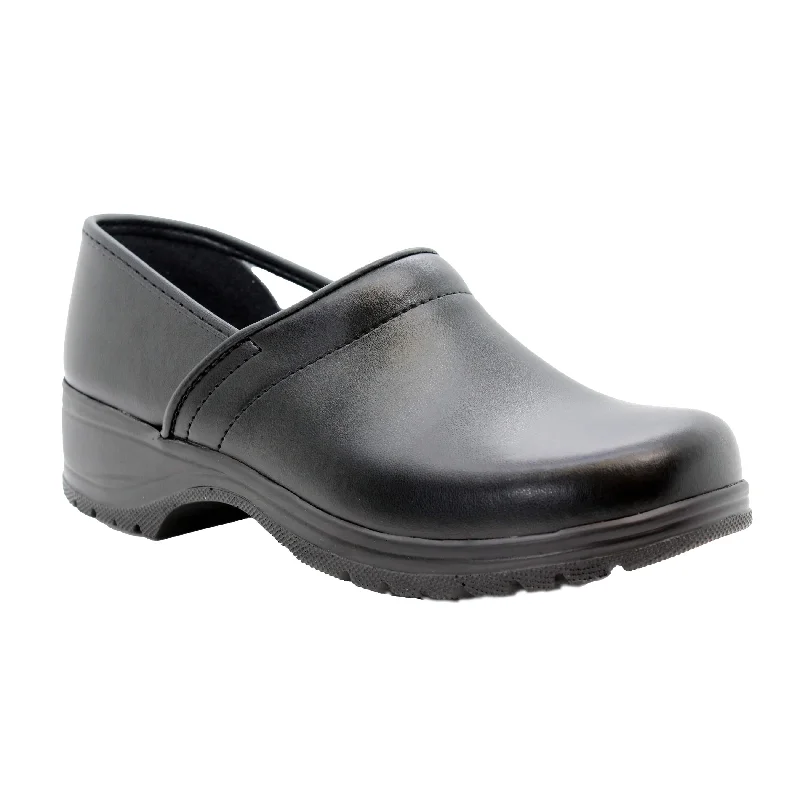 BJORK Flex Pro Closed Back Black Leather Clogs