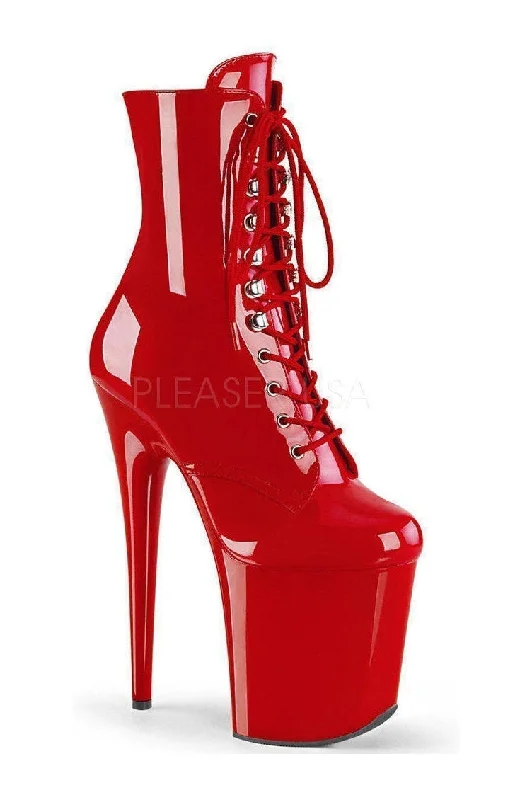 FLAMINGO-1020 Platform Ankle Boot | Red Patent