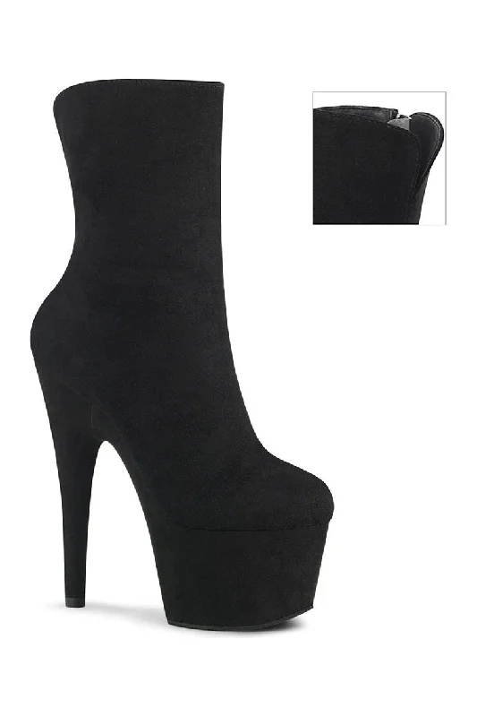 ADORE-1042 Exotic Ankle Boot | Black Faux Suede