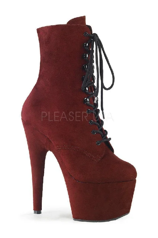 ADORE-1020FS Platform Ankle Boot | Burgundy Faux Leather