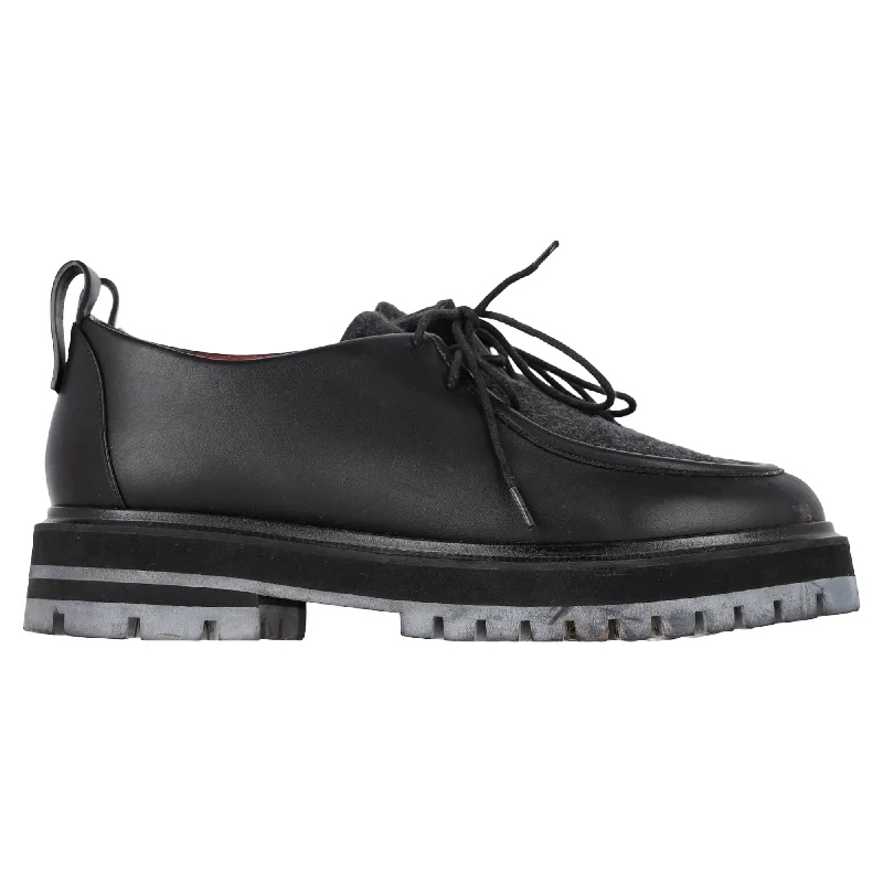 Loro Piana Lace-Up Derby Shoes in Black Leather