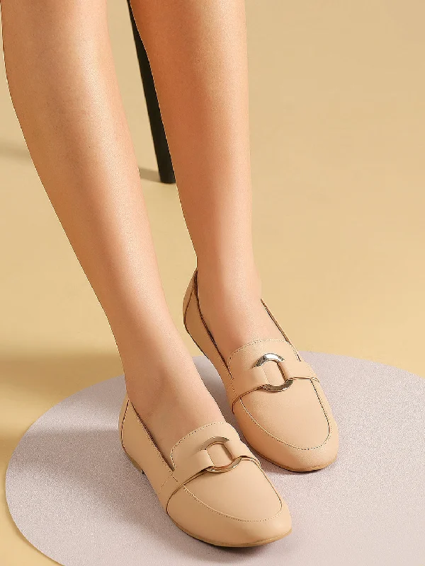 Women Beige Flats Ballerinas