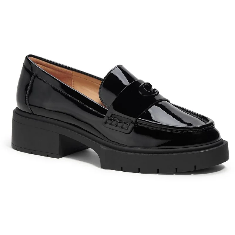 LEAH Womens Patent Leather Slip On Loafers