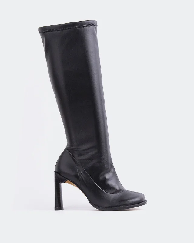 Philina Black Leather Stretch