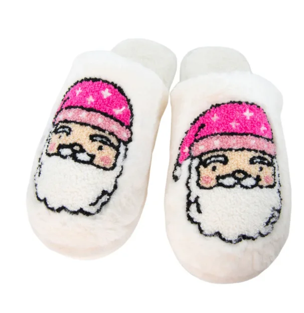 Pink Santa Face Slippers