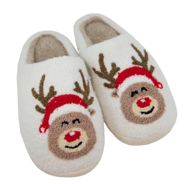 Reindeer Red Nose Christmas Slippers