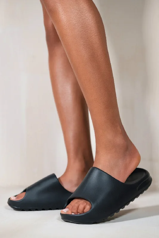 KOURTNEY SLIDERS WITH RUBBER SOLE IN BLACK