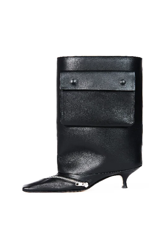 Dana Cerniera Kitten Heel Cylinder Boots With Zipper Black