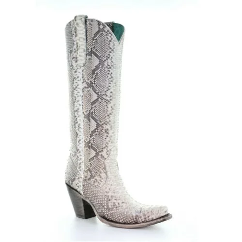 Corral Ladies Natural Python Zipper Tall Top Boots A3789