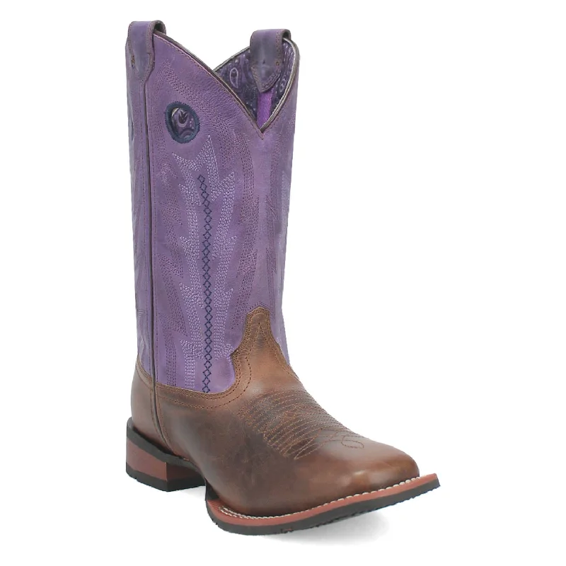 Dan Post Womens Bonnie Tobacco/Purple Leather Cowboy Boots