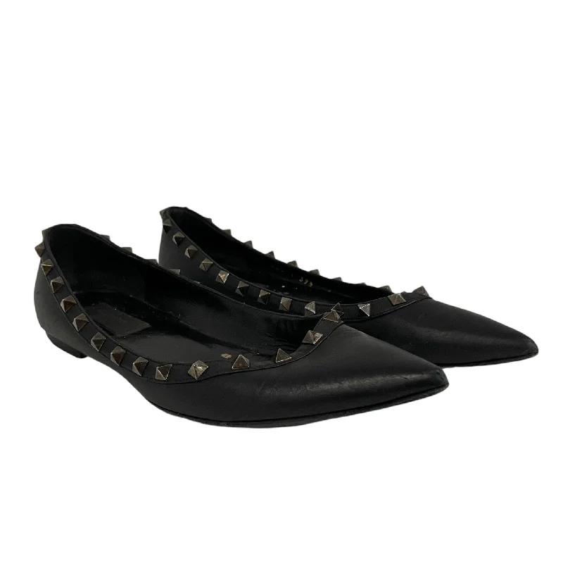 VALENTINO GARAVANI/Flat Shoes/EU 39/Leather/BLK/SPIKE BALLET FLATS