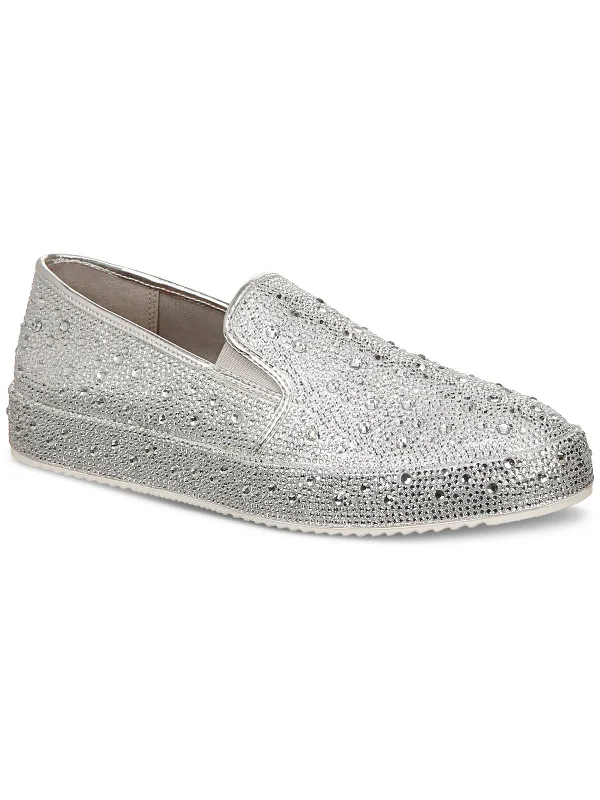 Lenna Womens Rhinestone Slip On Loafers