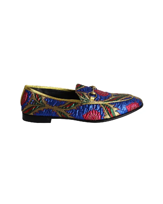 Gucci Jordaan Loafers in Multicolor Jacquard Fabric