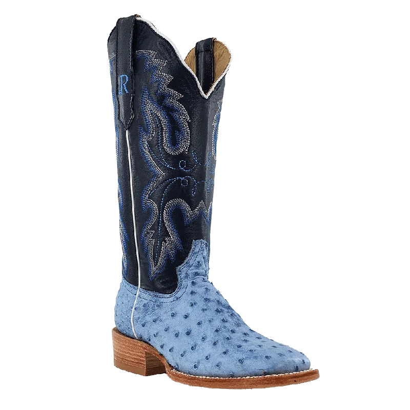 R. Watson Women’s Denim Bruciato Full Quill Ostrich Boot