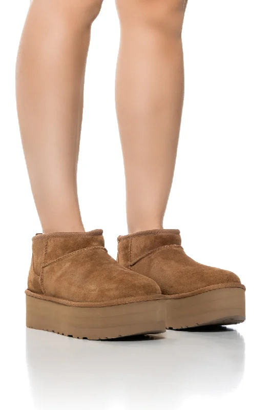 UGG CLASSIC ULTRA MINI PLATFORM BOOTIE IN CHESTNUT