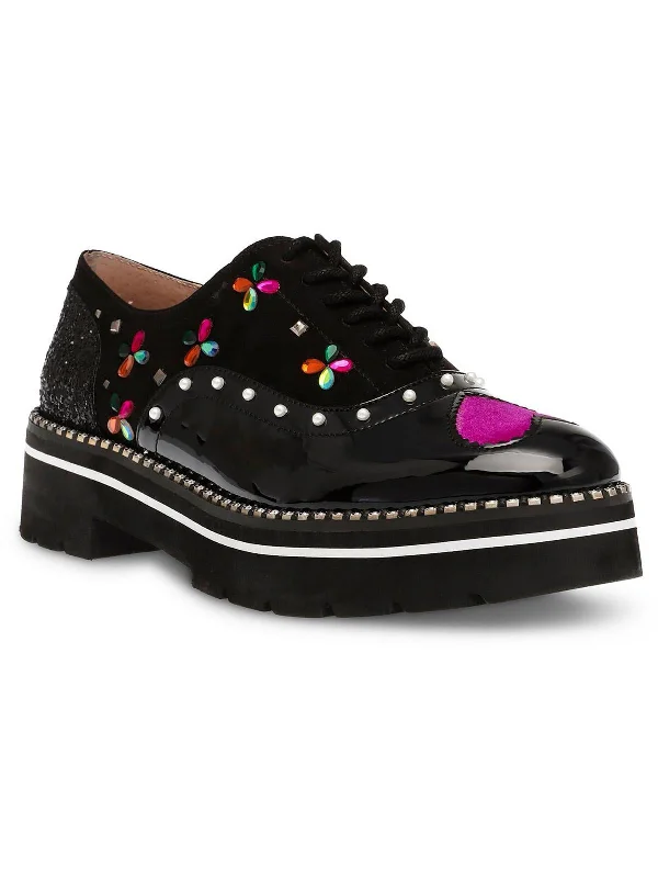 PIXXY Womens Patent Embellished Loafers