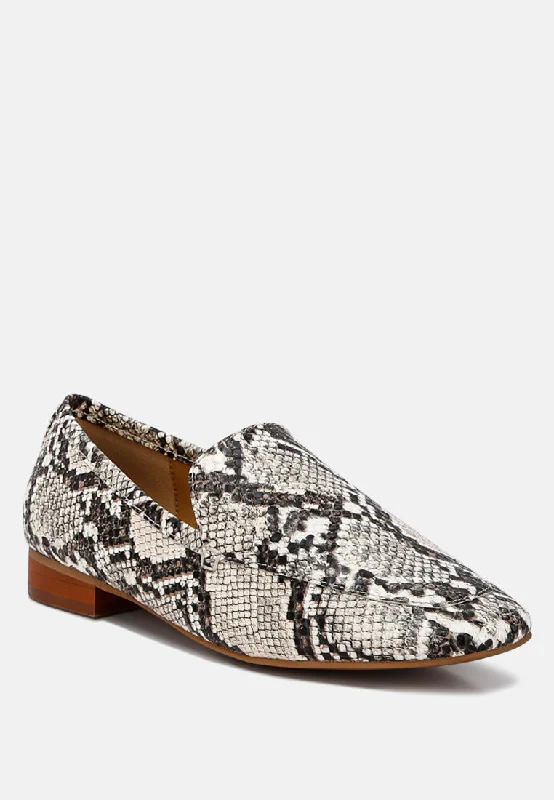 JULIA Snake Skin Textured Loafers