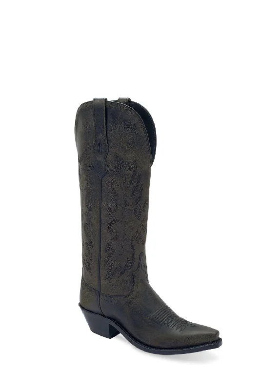 Old West Womens Western Black Leather Cowboy Boots 6 B