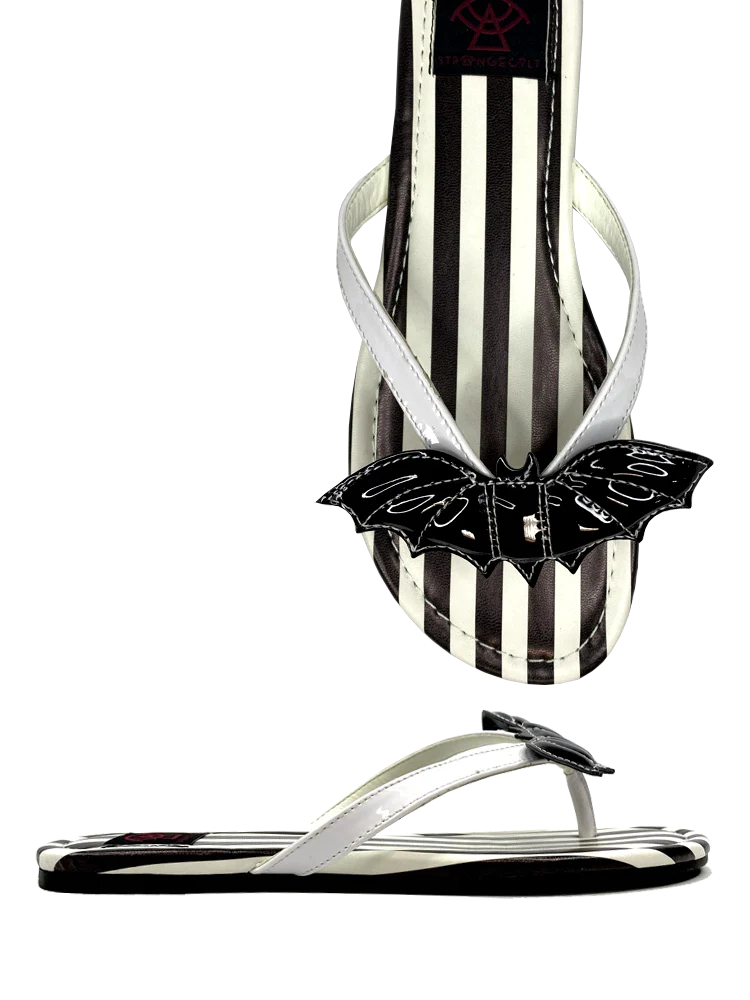 Betty Bat Black & White Striped Sandal