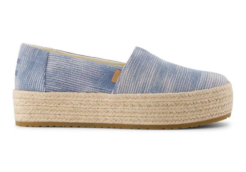 Valencia Platform Espadrille - Pastel Blue Novelty Denim