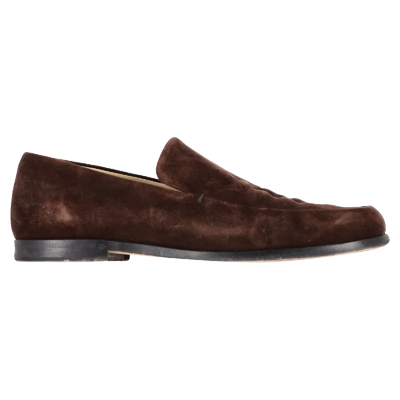 Khaite Alessio Slip-On Loafers in Brown Calf Suede