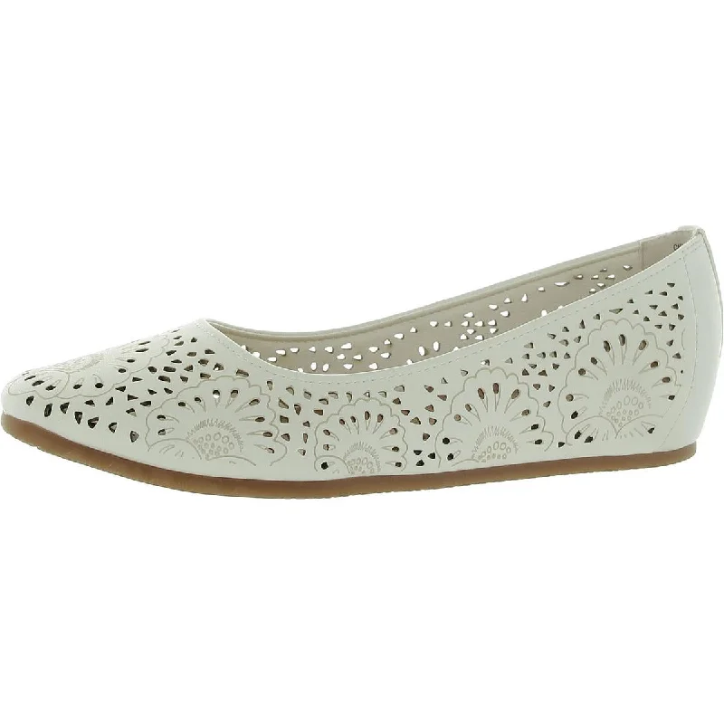 Chika Womens Embossed Laser Cut Ballet Flats