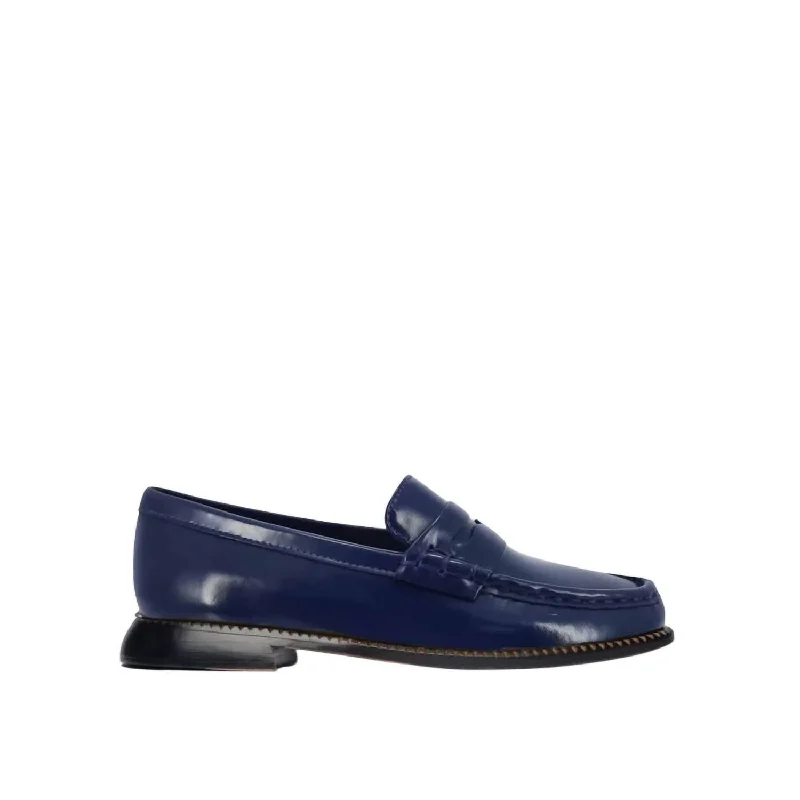 Women's Elba Penny Loafer In Navy Spazzolato