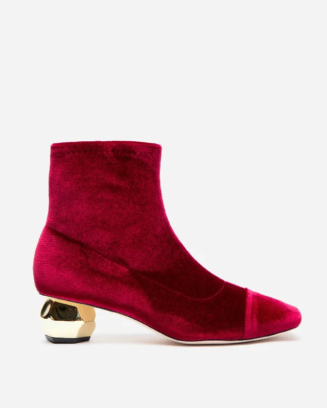 Marnie Boot Stretch Velvet Berry