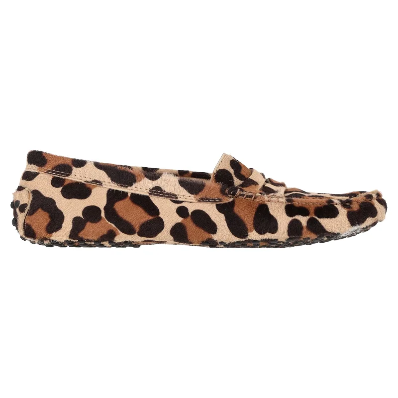 Tod's Gommino Leopard Print Loafers in Brown Calf Hair