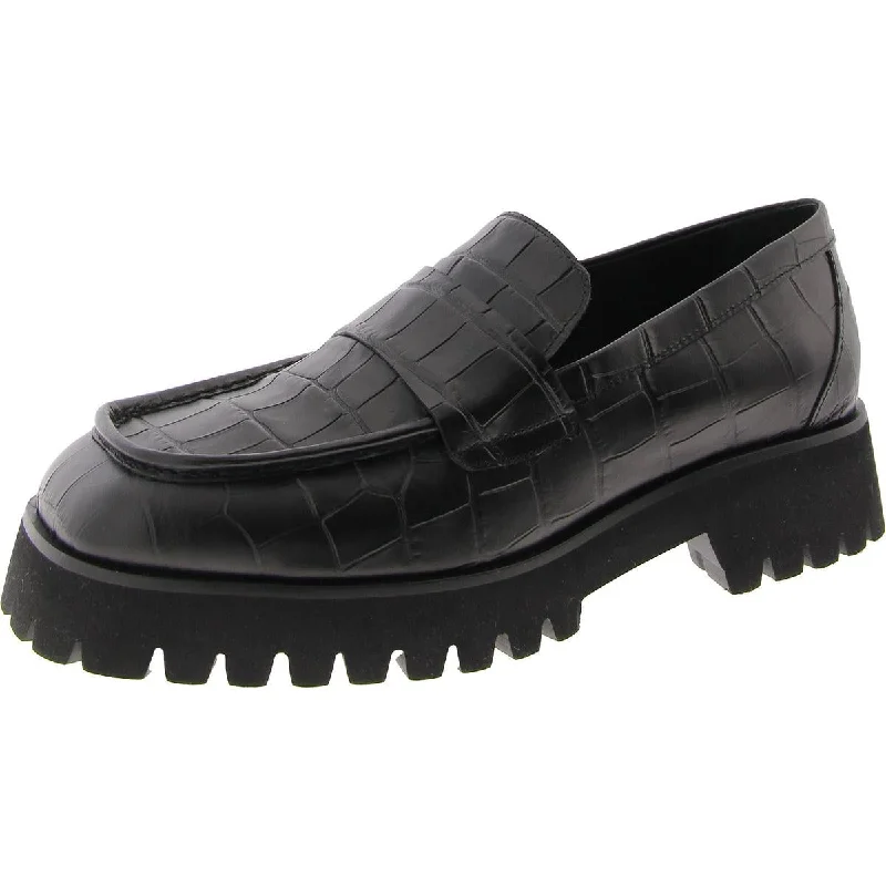 Hana Womens Croc Patern Lug Sole Loafers