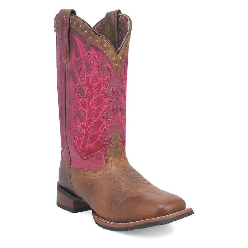 Dan Post Womens Faye Tan/Pink Leather Cowboy Boots