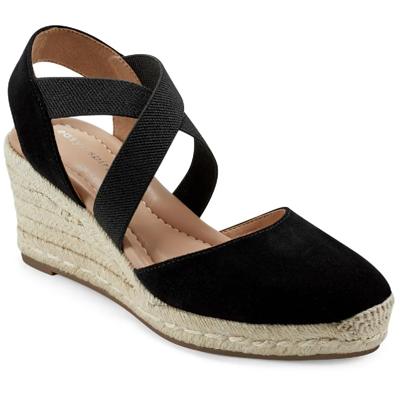 Easy Spirit Womens MEZA Leather Suede Wedge Sandals