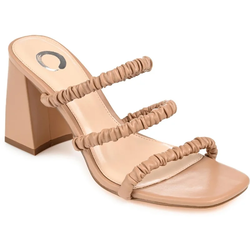 Journee Collection Womens Reagaan Faux Leather Strappy Sandals