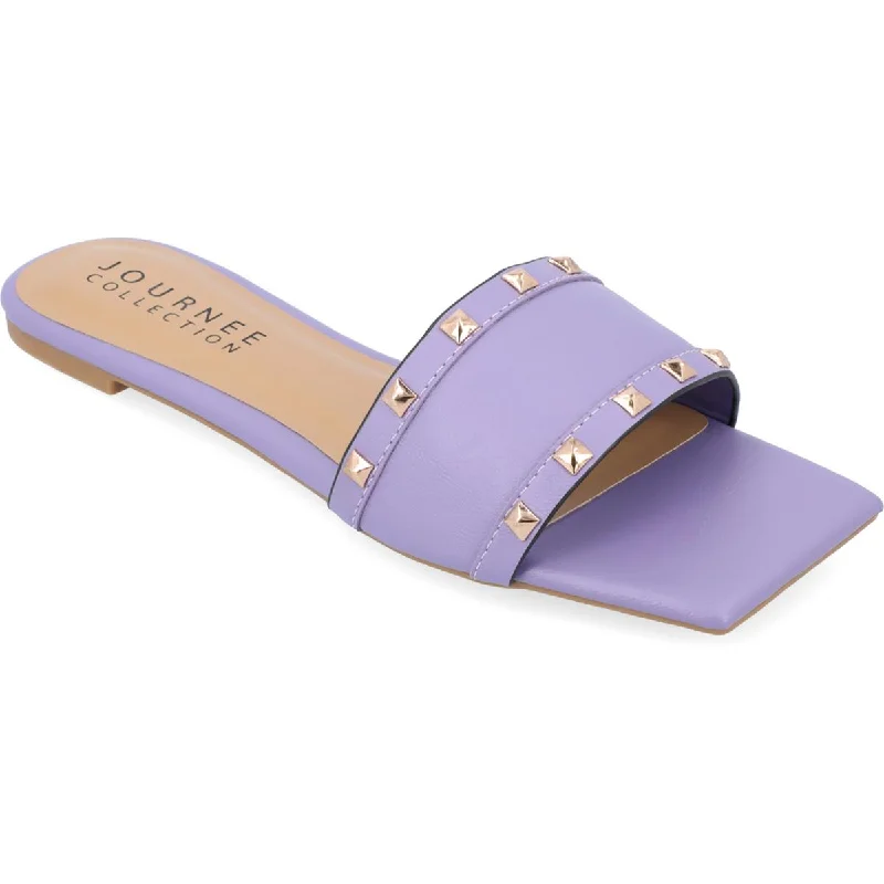 Journee Collection Womens Treena Faux Leather Slide Sandals