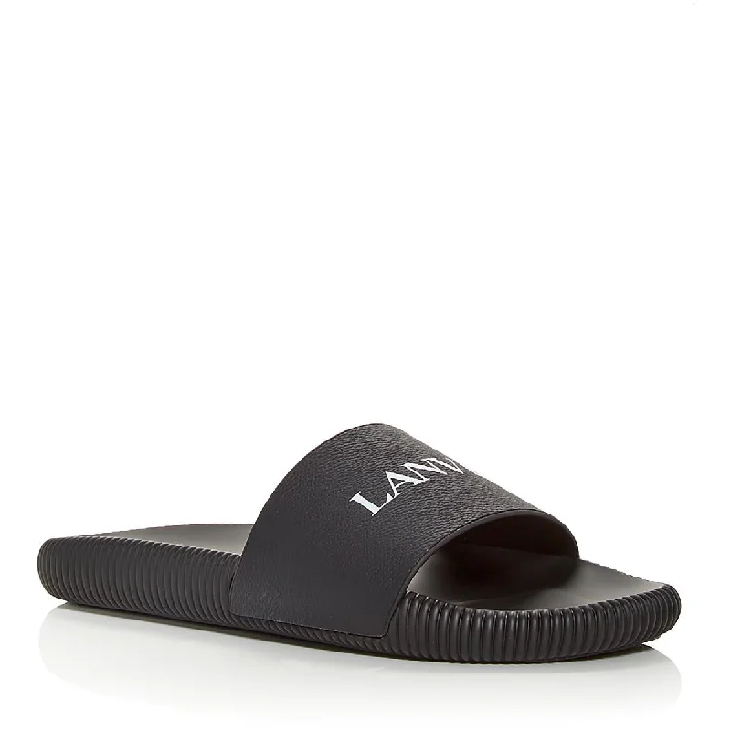 Lanvin Womens Pebbled Manmade Slide Sandals